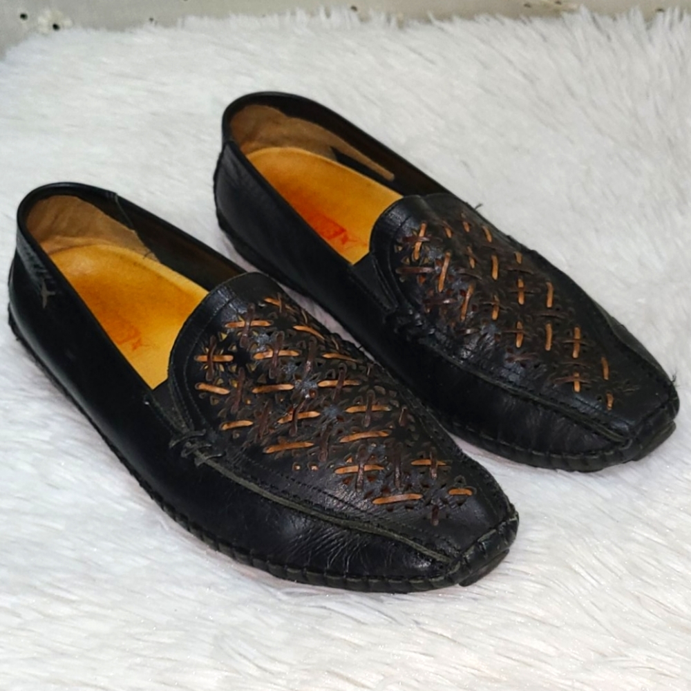 Pikolinos Black Leather Jerez Driving Loafers